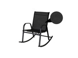 Rocking Chair High Back Rocker Chairs Steel Metal Textilene Fabric-Black - 45-Degree Angle