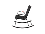 Rocking Chair High Back Rocker Chairs Steel Metal Textilene Fabric-Black - Rear View