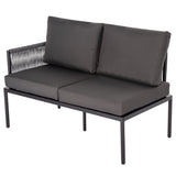 Eden 4-Seater Outdoor Lounge Set with Coffee Table in Black-Stylish Textile and Rope Design - Side View