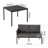 Eden 4-Seater Outdoor Lounge Set with Coffee Table in Black-Stylish Textile and Rope Design - 45-Degree Angle