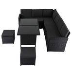 Ella 8-Seater Modular Outdoor Garden Lounge and Dining Set with Table and Stools in Black, image 3