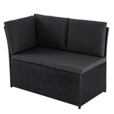 Ella 8-Seater Modular Outdoor Garden Lounge and Dining Set with Table and Stools in Black - 45-Degree Angle