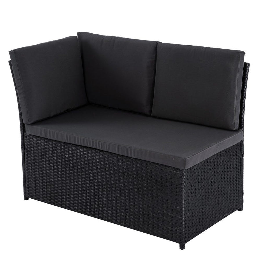 Ella 8-Seater Modular Outdoor Garden Lounge and Dining Set with Table and Stools in Black, image 5
