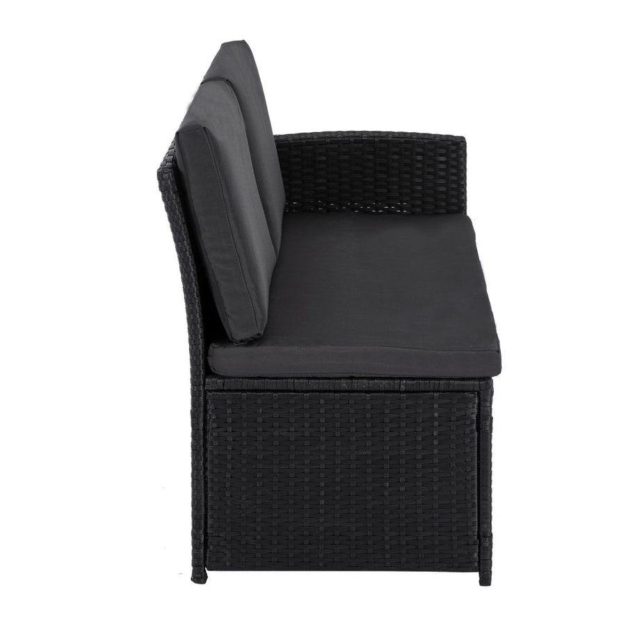 Ella 8-Seater Modular Outdoor Garden Lounge and Dining Set with Table and Stools in Black, image 6