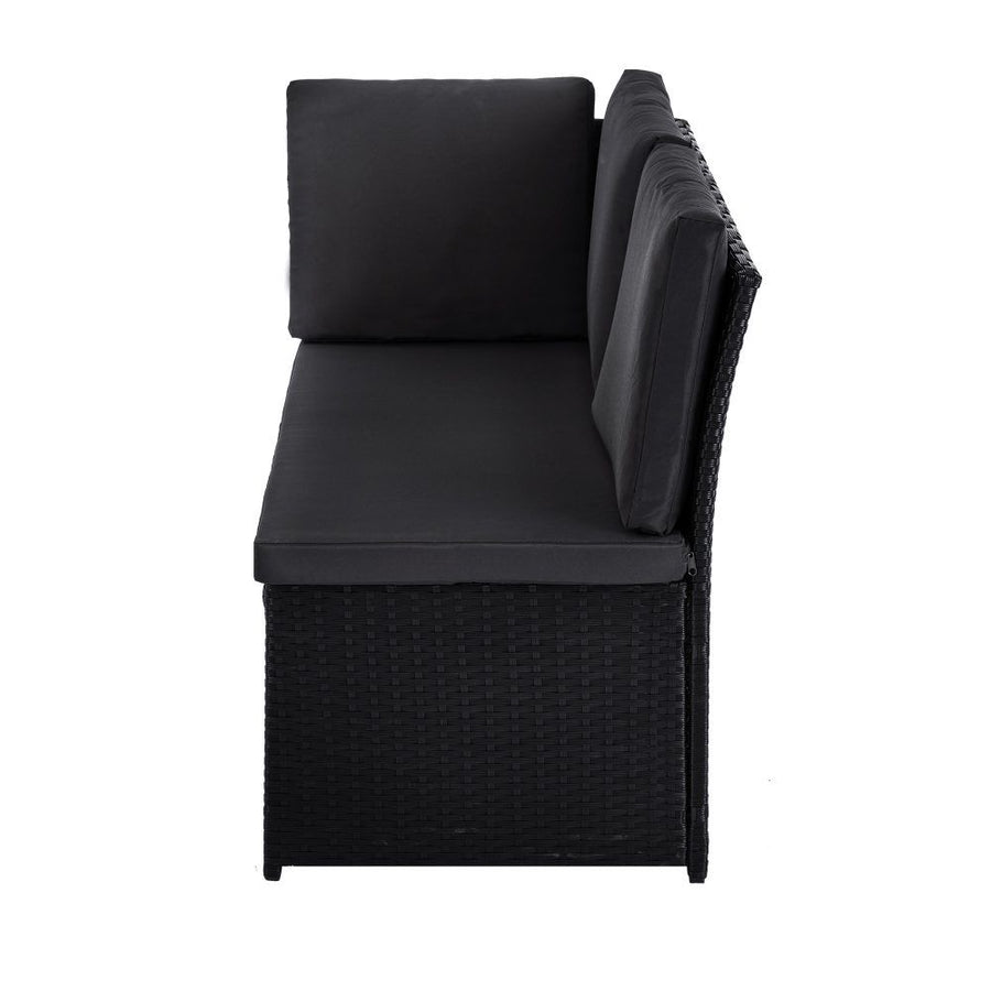Ella 8-Seater Modular Outdoor Garden Lounge and Dining Set with Table and Stools in Black, image 7