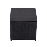 Ella 8-Seater Modular Outdoor Garden Lounge and Dining Set with Table and Stools in Black - Low Angle