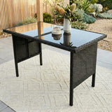Ella 8-Seater Modular Outdoor Garden Lounge and Dining Set with Table and Stools in Black - Extra Image