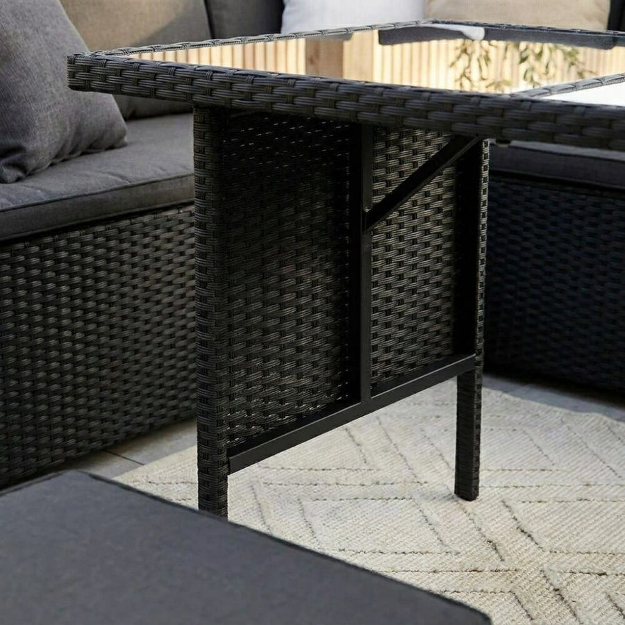 Ella 8-Seater Modular Outdoor Garden Lounge and Dining Set with Table and Stools in Black, image 11