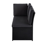 Ella 8-Seater Modular Outdoor Garden Lounge and Dining Set with Table and Stools in Black - Close-Up Angle