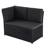 Ella 8-Seater Modular Outdoor Garden Lounge and Dining Set with Table and Stools in Black - 45-Degree Angle