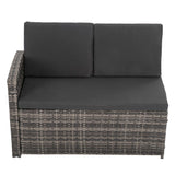 Ella 8-Seater Modular Outdoor Garden Lounge and Dining Set with Table and Stools in Dark Grey Weave - Top-Down View