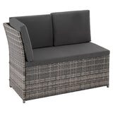 Ella 8-Seater Modular Outdoor Garden Lounge and Dining Set with Table and Stools in Dark Grey Weave - 45-Degree Angle