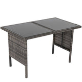 Ella 8-Seater Modular Outdoor Garden Lounge and Dining Set with Table and Stools in Dark Grey Weave - Close-Up Angle