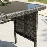 Ella 8-Seater Modular Outdoor Garden Lounge and Dining Set with Table and Stools in Dark Grey Weave - Low Angle