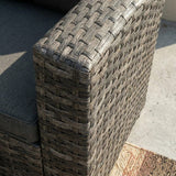 Ella 8-Seater Modular Outdoor Garden Lounge and Dining Set with Table and Stools in Dark Grey Weave - Extra Image