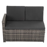 Ella 8-Seater Modular Outdoor Garden Lounge and Dining Set with Table and Stools in Dark Grey Weave - Side View