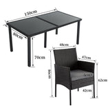 Outdoor Minimalist Black Wicker 6-Seater Dining Set - Extra Image