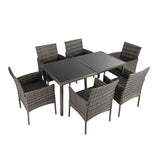 Rural Style Outdoor Grey Wicker 6 Seater Dining Set - Top-Down View