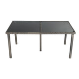 Rural Style Outdoor Grey Wicker 6 Seater Dining Set - Low Angle