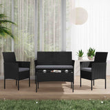 4 Seater Wicker Outdoor Lounge Set-Black - Side View