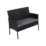 4 Seater Wicker Outdoor Lounge Set - Black - Rear View