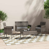 4 Seater Wicker Outdoor Lounge Set – Mixed Grey
