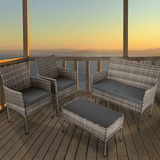 4 Seater Wicker Outdoor Lounge Set - Mixed Grey - Front View