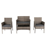 4 Seater Wicker Outdoor Lounge Set - Mixed Grey - Side View