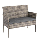 4 Seater Wicker Outdoor Lounge Set - Mixed Grey - 45-Degree Angle