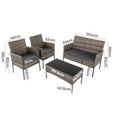 4 Seater Wicker Outdoor Lounge Set - Mixed Grey - Close-Up Angle