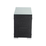 Black Wicker End Table - Top-Down View