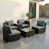 Modular Outdoor Wicker Lounge Set - Front View