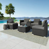 Modular Outdoor Wicker Lounge Set - 45-Degree Angle