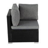 7PC Outdoor Wicker Loveseat Setting with Storage Corner (Black) - Extra Image