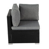 7PC Outdoor Wicker Loveseat Setting with Storage Corner (Black) - Low Angle