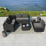Modular Outdoor Lounge Set-9pcs Sofa, Armchairs and Coffee Table - Top-Down View