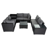 Modular Outdoor Lounge Set-9pcs Sofa, Armchairs and Coffee Table - 45-Degree Angle