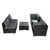 Modular Outdoor Lounge Set-9pcs Sofa, Armchairs and Coffee Table - Close-Up Angle