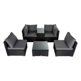 Modular Outdoor Lounge Set-9pcs Sofa, Armchairs and Coffee Table - Rear View