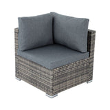 Outdoor Modular Lounge Sofa with Wicker End Table Set - Close-Up Angle