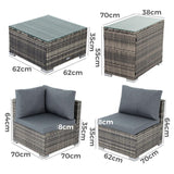 Outdoor Modular Lounge Sofa with Wicker End Table Set - Extra Image