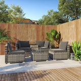 Outdoor Modular Lounge Sofa with Wicker End Table Set - Side View