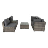 Outdoor Modular Lounge Sofa with Wicker End Table Set - Top-Down View