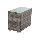 Outdoor Modular Lounge Sofa with Wicker End Table Set - Low Angle