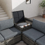 7PC Outdoor Wicker Lounge with Storage Corner (Grey) - Extra Image