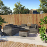 7PC Outdoor Wicker Lounge with Storage Corner (Grey) - 45-Degree Angle