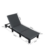 Black Rattan Sunbed with Adjustable Recline - Low Angle