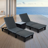 Black Rattan Sunlounge Set with Joining Coffee Table - Front View