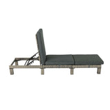 Grey Rattan Sunbed with Adjustable Recline - 45-Degree Angle