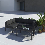 Outdoor Charcoal Grey Minimalist 5 Piece Lounge Set - Top-Down View